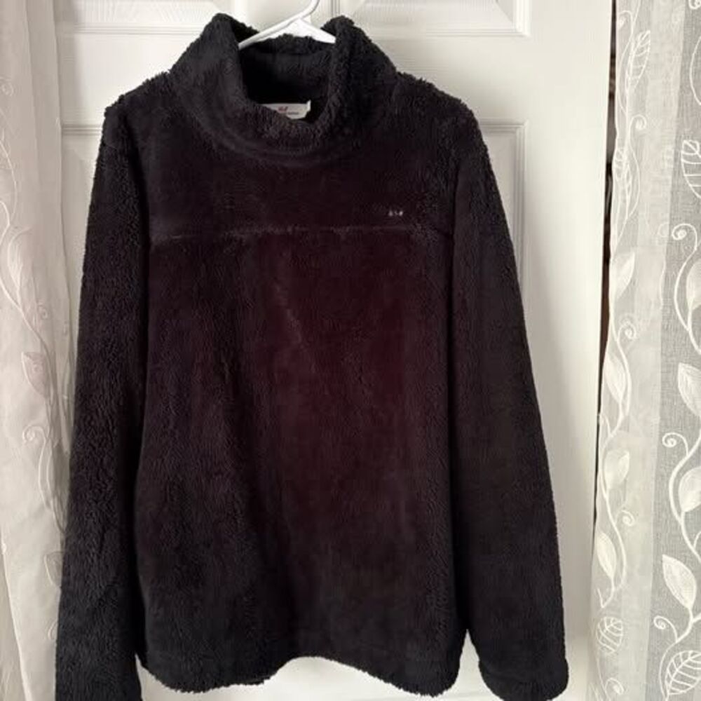 Vineyard Vines Black Sherpa Fleece Pullover Womens Size XL